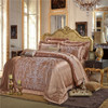 Gold Luxury Silk Satin Jacquard Duvet Cover 4 piece Bedding Set