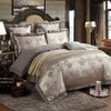 Gold Luxury Silk Satin Jacquard Duvet Cover 4 piece Bedding Set