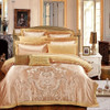 Gold Luxury Silk Satin Jacquard Duvet Cover 4 piece Bedding Set