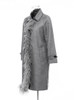 Asymmetric Spliced Feather Lapel Coat