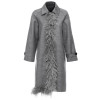 Asymmetric Spliced Feather Lapel Coat