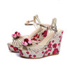 Rossy Gold Leather Wedge Sandals