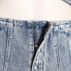 Denim Puff Sleeve High-waist Set
