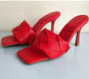 Quilted high-heel mules in colors