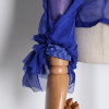 Ruffled bow mesh blouse in colors