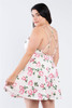 Plus Size Off White V-neck Floral Criss Cross Open Back Mini Dress