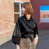 Lapel collar asymmetric short jacket