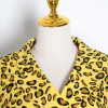 Lapel collar leopard crop top