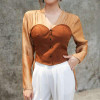 Color-block sweetheart blouse