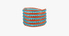 Crystal Blue Beads on Red Leather Wrap Bracelet