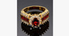 Gold Plated Crimson Garnet Ring