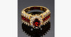 Gold Plated Crimson Garnet Ring