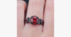 Shiny Red Garnet Flower Ring