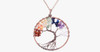 Seven Chakra Crystal Stone Tree Of Life Copper Necklace