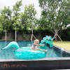 240cm Giant Glitter Unicorn Pool Float Inflatable Magical Unicorn Pool Float with Glitter Inside Summer Water Toys Swimming Ring