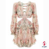 High Quality  Summer V-neck Sexy Backless Long Sleeve Floral Print Mini Dress High Quality  Summer V-neck Sexy Backless Long Sleeve Floral Print Mini Dress