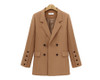 Double Breasted Casual Blazer Female Solid Color Suit Coat