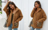 Leopard Patchwork Pocket Fur Jacket Coat Fluffy