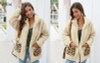 Leopard Patchwork Pocket Fur Jacket Coat Fluffy