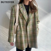 Vintage Loose Women Plaid Blazer Chic Stylish