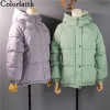 Women Jackets Quilted Puffer Parkas Hooded Warm Solid Oversize