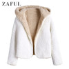 Warm Hooded Coat Long Sleeve Faux Fur Jacket Fur Coats