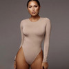 long sleeve cotton O-neck sexy bodysuit