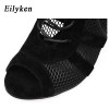 Fashion Black Sandals Lace Up Cross-tied Peep Toe High Heel Ankle Strap