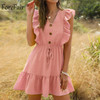 Ruffle Off Shoulder Tunic High Waist Party V Neck Casual Boho Dress