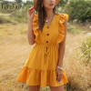 Ruffle Off Shoulder Tunic High Waist Party V Neck Casual Boho Dress