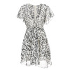 Chiffon Sexy V-neck Short Petal Sleeve Ruffles A-line Sashes Dress