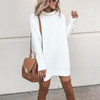 Turtleneck Solid Knitted Sweaters Dress