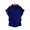 Casual Turtleneck Short Sleeve Cotton Solid Blouse Tops