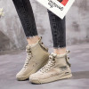 Genuine Leather + Canvas Women Military Sneakers