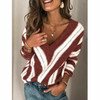Striped Fashion V Neck Long Sleeve Sweater