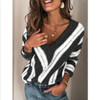 Striped Fashion V Neck Long Sleeve Sweater