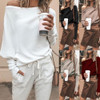 Sexy Solid Color Off Shoulder Long Sleeve Sweater
