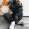 Baggy Pencil Pants Women Plus Size Black Winter Wide Leg Sweat Pants