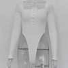 Off Shoulder Long Sleeve Slash Buttons Rompers Bodysuit