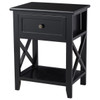 Storage End Bedside Drawer Nightstand w/ Bottom Shelf-Black