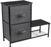 Sorbus 2-Drawer Nightstand with Shelf - Bedside Furniture & Accent End Table Chest for Home, Bedroom Accessories, Office, College Dorm, Steel Frame, Wood Top, Easy Pull Fabric Bins (Black)