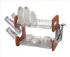 26" 2-Tier Chrome Double Tray Wood Dish Rack 26" 2-Tier Chrome Double Tray Wood Dish Rack