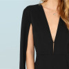 Black Plunging Cloak Sleeve Tapered Jumpsuit