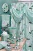 Avantie Aqua Shower Curtain with Valance - 3PC Towel Set