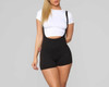 Sassy neon suspenders biker shorts jumpsuit