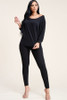 Solid French Terry Slouchy Top And Pants Two Piece Set