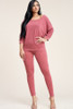 Solid French Terry Slouchy Top And Pants Two Piece Set