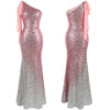 Elegant Vintage One Shoulder Sequin Gradient Mermaid Formal Prom Party Dress