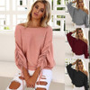 Ladies loose fit rugged sleeve boat neck sweater