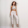 Ladies sequins 2 piece crop top leggings pants set